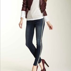 J Brand Kacie Leather Contrast Skinny Jean